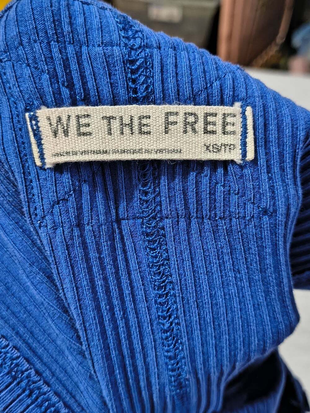 We The Free Ribbed Knit Tank Top Square Neck Blue Size XS Free People - Picture 7 of 9